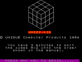 Whizz Kid title screen for ZX Spectrum